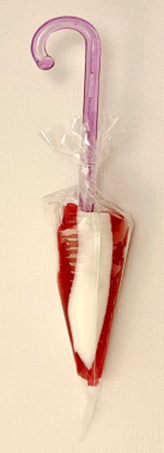 Paraply slikkepind: Skovjordbær rød/hvid
